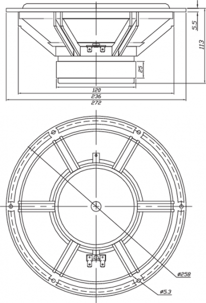 Dayton Audio RS270-8 dimensions