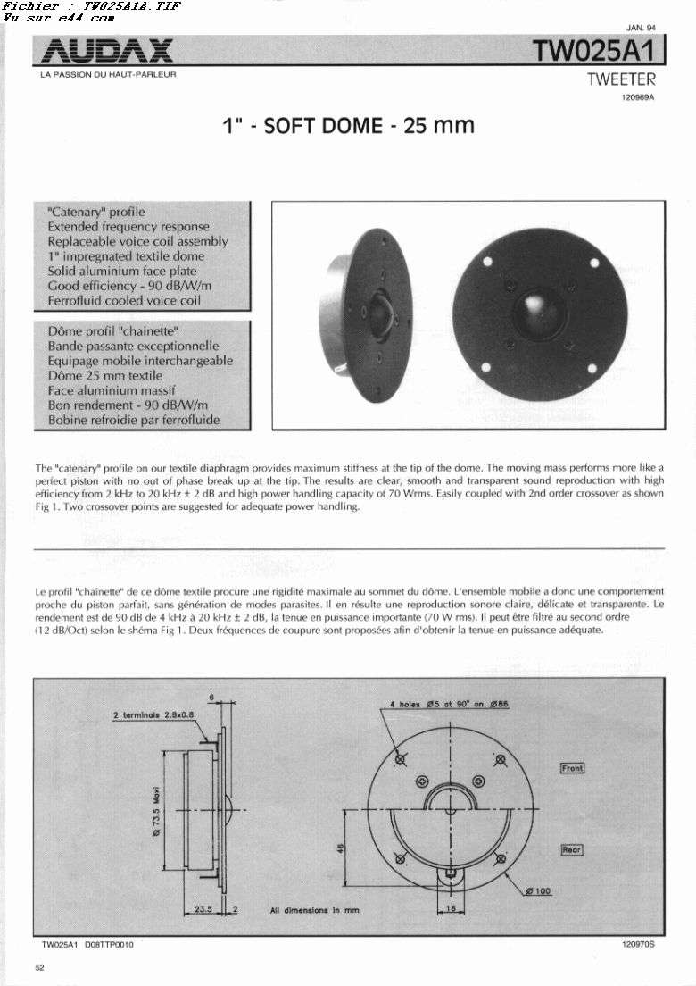 Audax TW025A1 | RumoH - Caps, Coils and Speakers